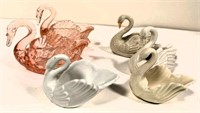 glass & porcelain swans