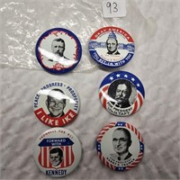 Political Pins- 1984 Repops-Kennedy, Taft, Ike ETC