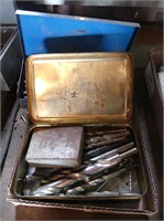 FLAT: TWO METAL CASES OF DRILL BITS
