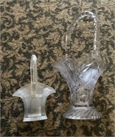 Clear glass handle vases, tote