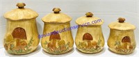 Set of (4) Ceramic Mushroom Canisters