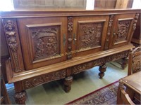 Matching Highly Carved Tiger Oak Sideboard with