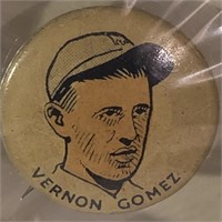 CRACKER JACKS 1930 BASEBALL PIN BACK VERNON GOMEZ