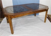 Oak Smoked Glass Insert Dining Room Table