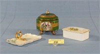 Two Porcelain Dresser Boxes And Small Tray