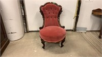 Antique Parlour Chair- Dusty Rose Tufted Back