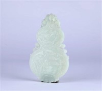 Fine Chinese Carved Double Gourd Jade Plaque