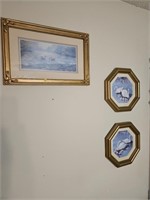 Lot of 3 Framed Geese Pictures Photos