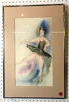 Beth Thomas Signed Water Color Ballerina