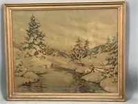 Framed Replica of a Winter Scene by C. Westchiloff