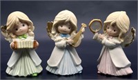 (3) Bisque Ceramic Vintage Musical Angel Figurines