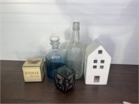 Misc Shelf Home Decor- Bottles, House & More