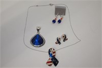 Cosmetic Necklace with 2 Pendants & 2 Earring Sets
