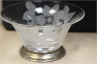 Sterling Rim Etched Bowl