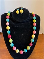 Multicolor Stone Necklace and Earrings Set