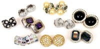 (9) PAIRS RHINESTONE CLIP EARRINGS