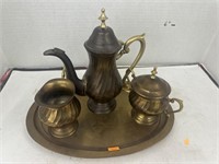 Vntg Brass Tea Set