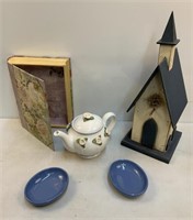 Church Figure, Teapot, Storage Book, etc.