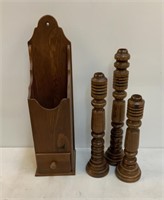 Wooden Items, Letter Box, Candleholders, etc.