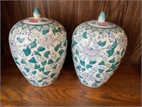 Chinese Floral Lidded Ginger Jars