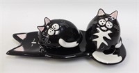 Adorable Black & White Cats on Cat Base