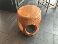 Traditional Asian Wooden Stool with Carved Design