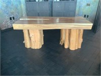 72" X 32" LIVE EDGE WOOD TABLE WITH 2 BASES