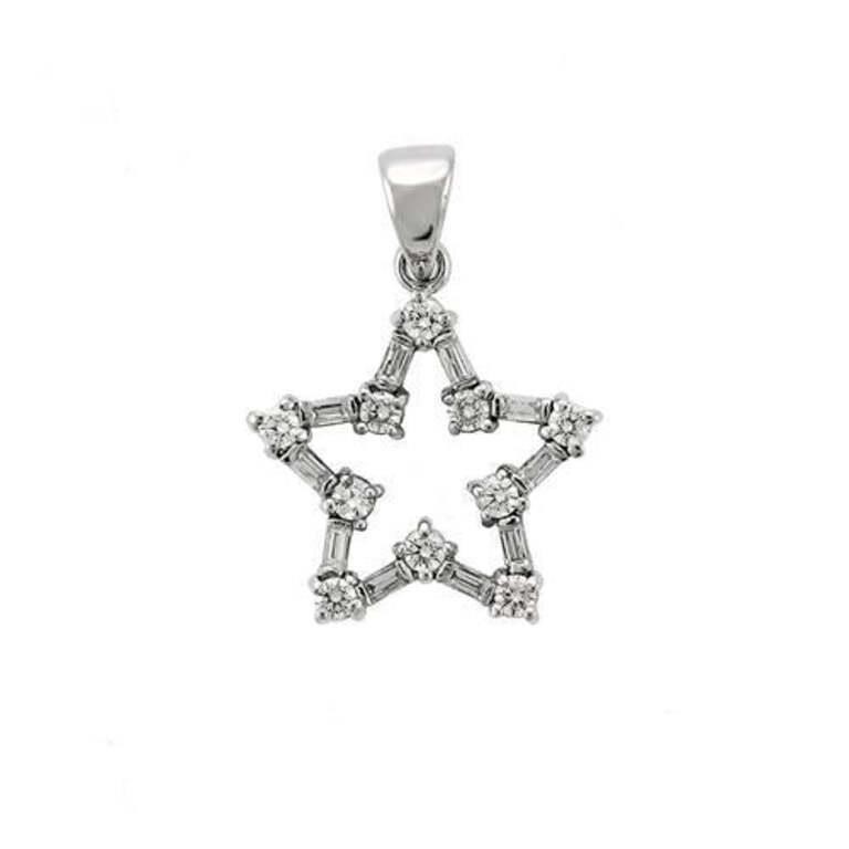 Round .20ct White Sapphire Cute Star Pendant