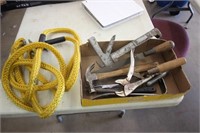 Flat of tools & tow rope