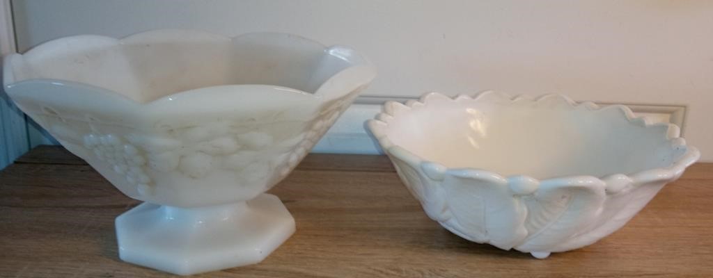 2 Milk Glass Bowls