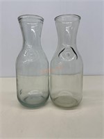 Set of 2 Paul Masson Empty Wine Carafe clear