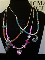 3- Southwest style necklaces, Heart,moon &