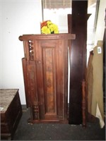 Antique wood bed. Foot, head, 4 side rails.