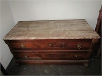 Antique marble top 2 drawer dresser.