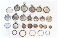 GROUPING OF SILVER POCKET WATCH CASE PARTS