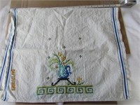 Vintage Embroidered Tea Towel Flower Vase