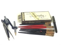 Sheaffer Calligraphy Set & Cork Pen Holders+