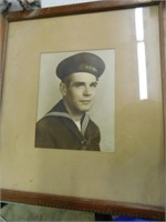 Framed sailor picture, 18" x 20"