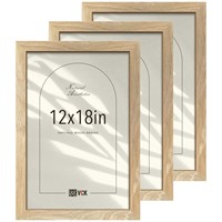 VCK 12x18 Picture Frame 3 Pack, Natural Wood Solid