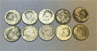 10 Kennedy Half Dollars 8 1964s