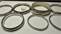 7 Silver Plate Bangle Bracelets