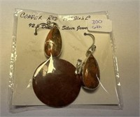 Copper Red Turquois .925 Designer Silver Earrings