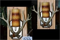 Pair of artificial deer antler candle sconces