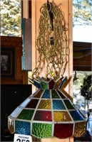 Hanging, colorful stained glass lamp comes ready