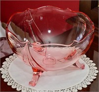 Gorgeous pink depression footed bowl
