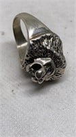 Sterling lion ring, size 9.5, unmarked 18.3 g