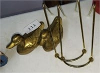 BRASS DUCKS AND PLATE HOLDERS