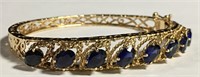 14k Gold & Blue Sapphire Bangle Bracelet