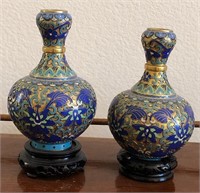 D - LOT OF 2 VINTAGE CLOISONNE VASES (L17)