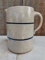 Vintage blue lined pottery pitcher